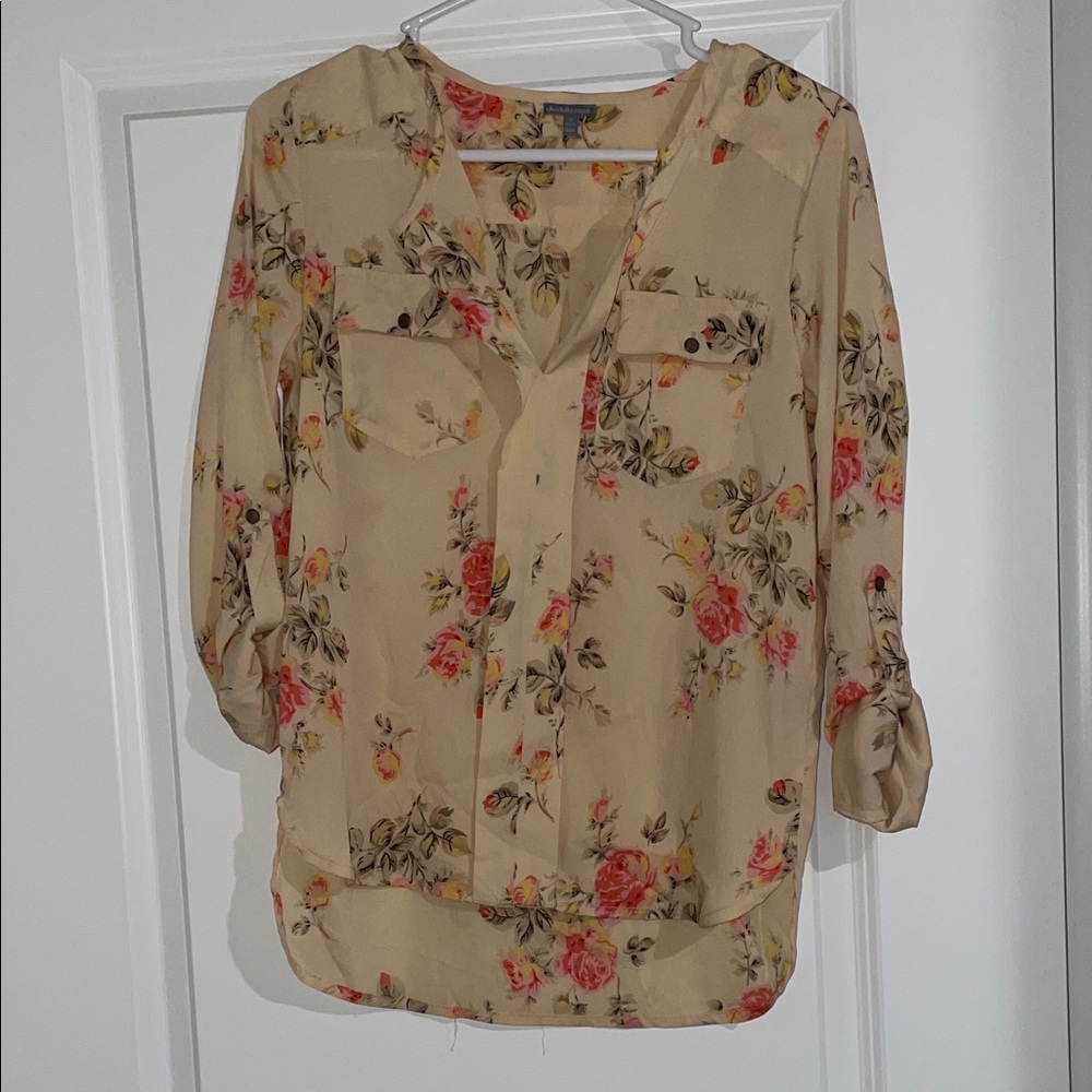 Charlotte Russe Cream Floral Blouse